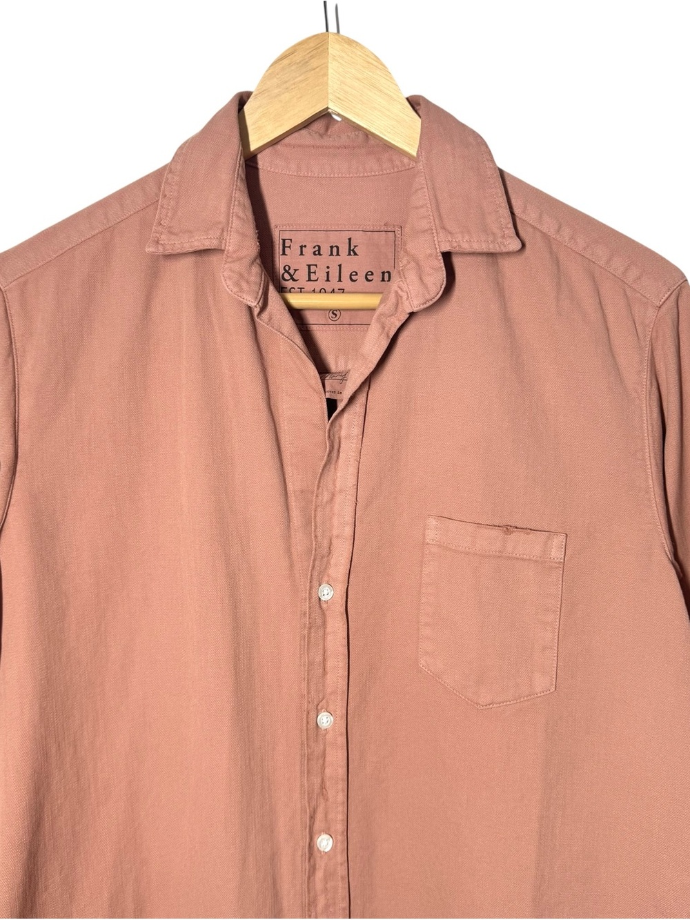 FRANK & EILEEN Mary Classic Shirt Dress Cotton in Desert Pink Size Small S - Picture 3 of 11